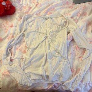 White long sleeve with twist front